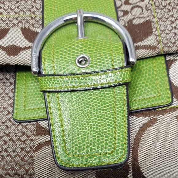Coach Signature Patchwork Canvas Python Buckle Shoulder Bag - Picture 4 of 11